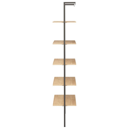 vidaXL 5-Tier Leaning Shelf Light Brown and Black 64x35x185 cm