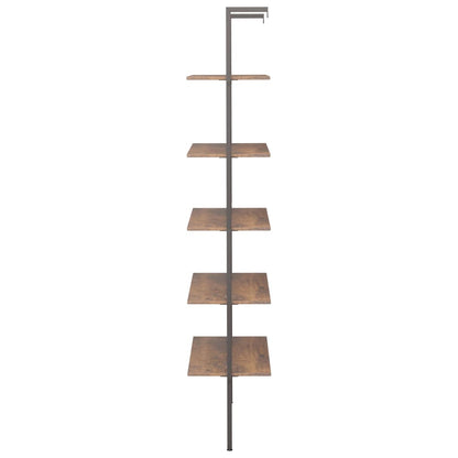 vidaXL 5-Tier Leaning Shelf Dark Brown and Black 64x35x185 cm