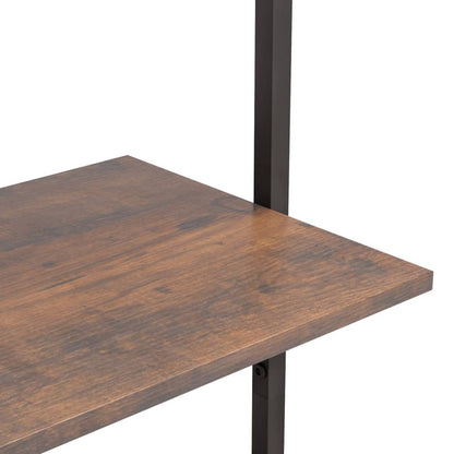 vidaXL 5-Tier Leaning Shelf Dark Brown and Black 64x35x185 cm