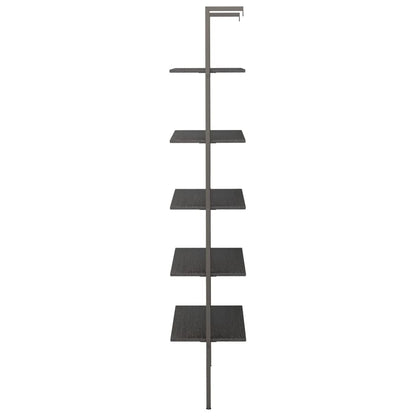 vidaXL 5-Tier Leaning Shelf Black 64x35x185 cm