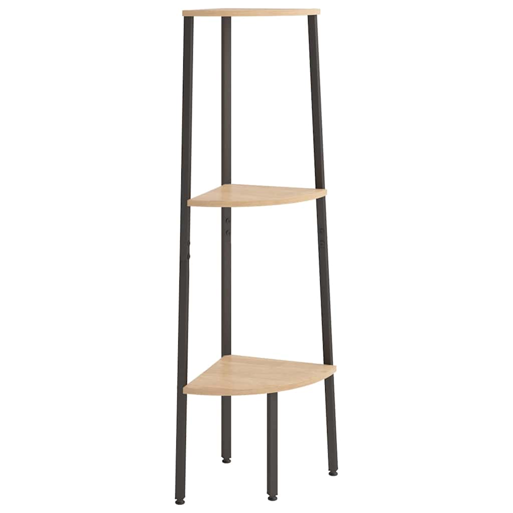336388 vidaXL 3-Tier Corner Shelf Light Brown and Black 45,5x31,5x120 cm