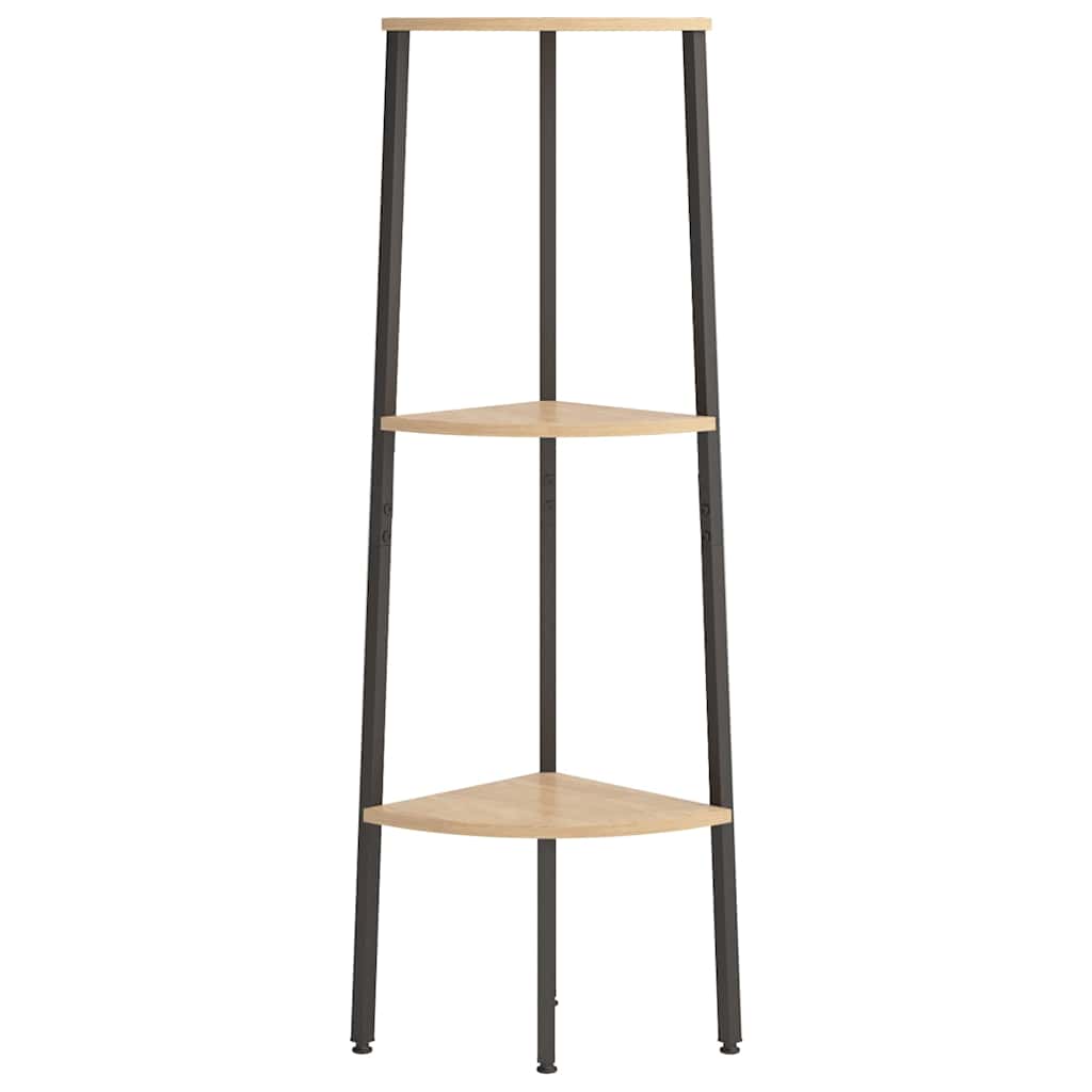 336388 vidaXL 3-Tier Corner Shelf Light Brown and Black 45,5x31,5x120 cm