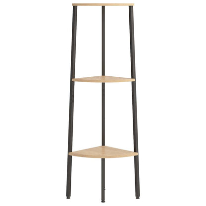 336388 vidaXL 3-Tier Corner Shelf Light Brown and Black 45,5x31,5x120 cm