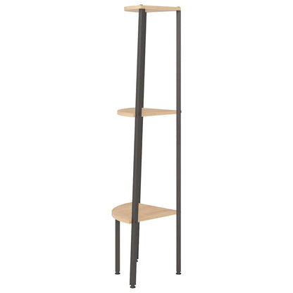 336388 vidaXL 3-Tier Corner Shelf Light Brown and Black 45,5x31,5x120 cm