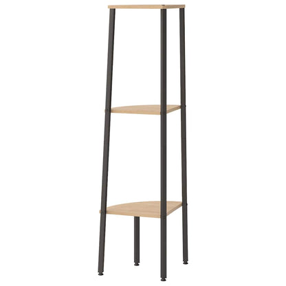 336388 vidaXL 3-Tier Corner Shelf Light Brown and Black 45,5x31,5x120 cm