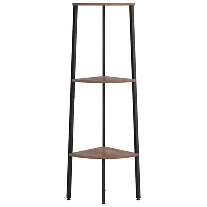 vidaXL 3-Tier Corner Shelf Dark Brown and Black 45.5x31.5x120 cm