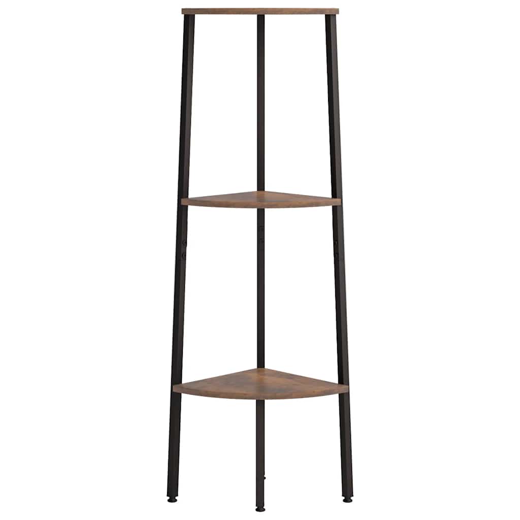 vidaXL 3-Tier Corner Shelf Dark Brown and Black 45,5x31,5x120 cm