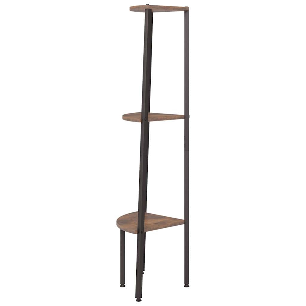 vidaXL 3-Tier Corner Shelf Dark Brown and Black 45,5x31,5x120 cm
