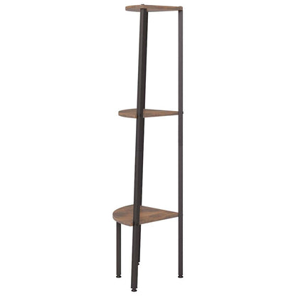 vidaXL 3-Tier Corner Shelf Dark Brown and Black 45,5x31,5x120 cm