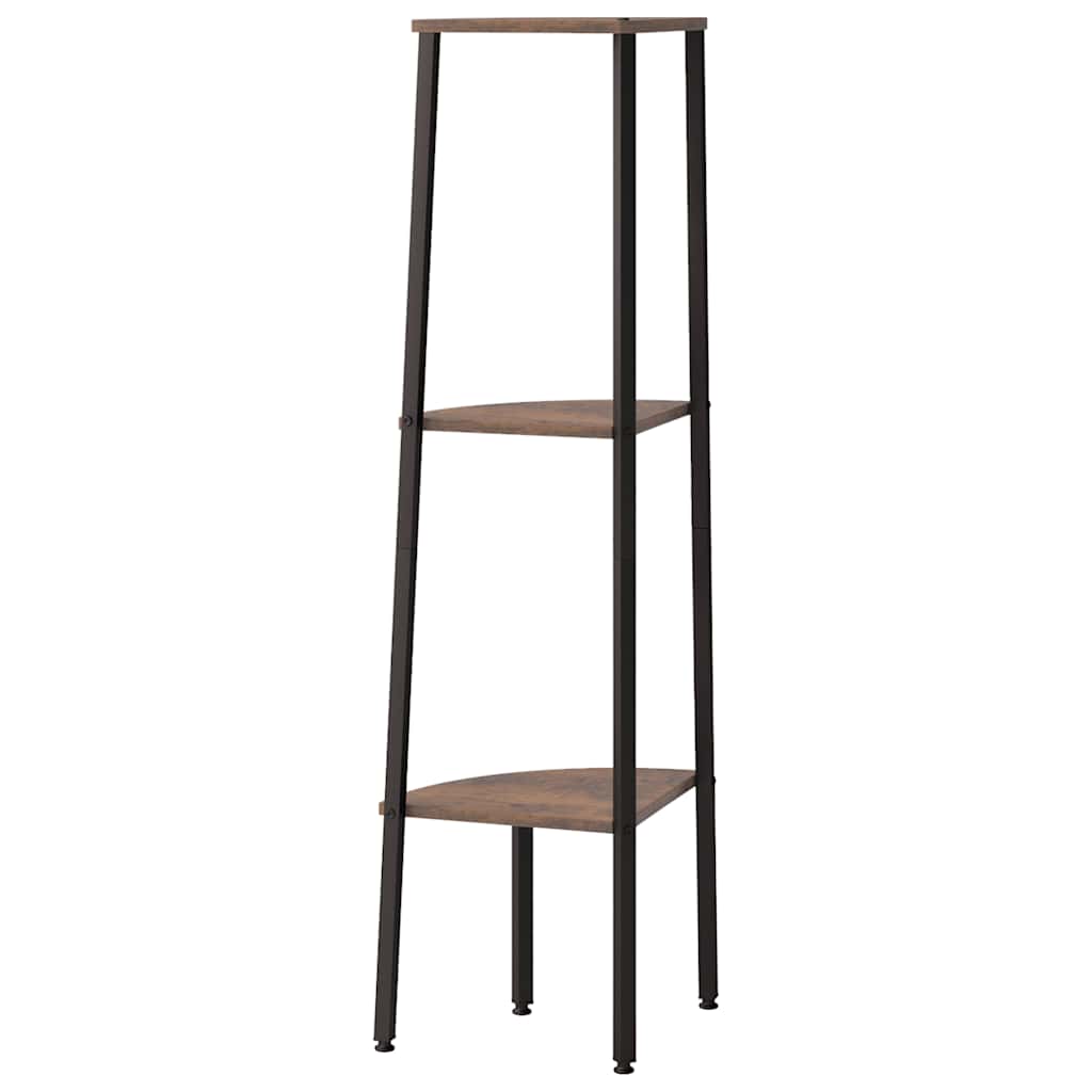 vidaXL 3-Tier Corner Shelf Dark Brown and Black 45.5x31.5x120 cm