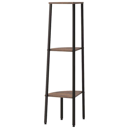vidaXL 3-Tier Corner Shelf Dark Brown and Black 45.5x31.5x120 cm