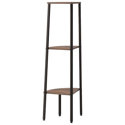 vidaXL 3-Tier Corner Shelf Dark Brown and Black 45,5x31,5x120 cm