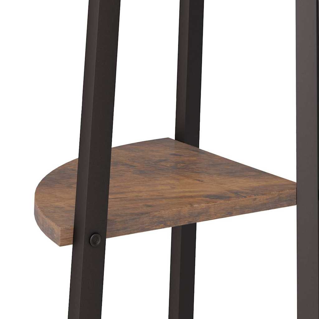 vidaXL 3-Tier Corner Shelf Dark Brown and Black 45,5x31,5x120 cm