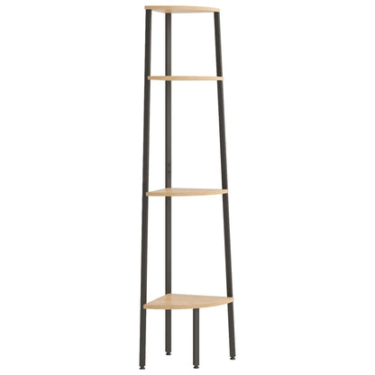 vidaXL 4-Tier Corner Shelf Light Brown and Black 45.5x31.5x150 cm