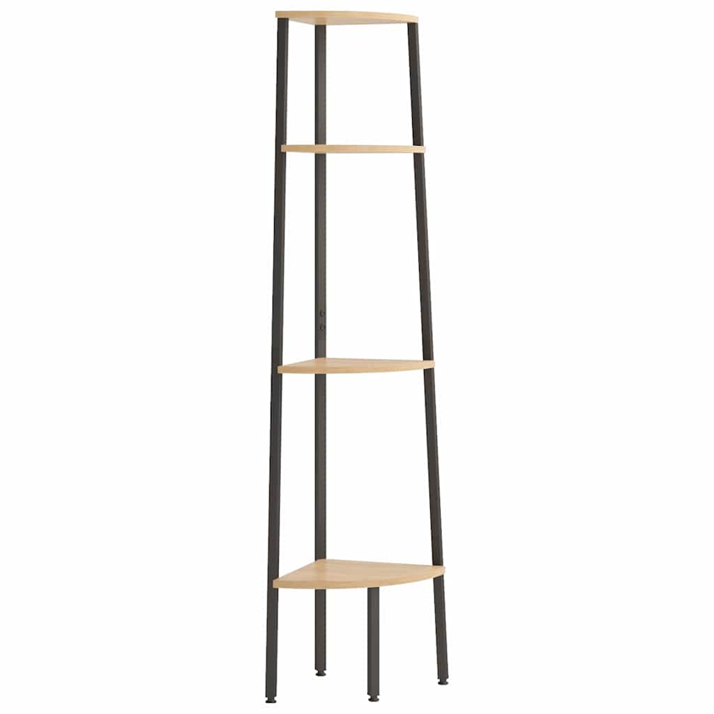 vidaXL 4-Tier Corner Shelf Light Brown and Black 45,5x31,5x150 cm