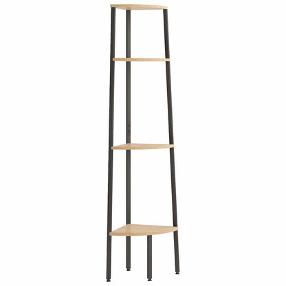 vidaXL 4-Tier Corner Shelf Light Brown and Black 45,5x31,5x150 cm