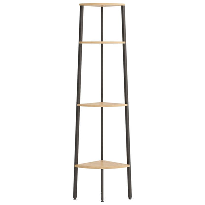 vidaXL 4-Tier Corner Shelf Light Brown and Black 45.5x31.5x150 cm