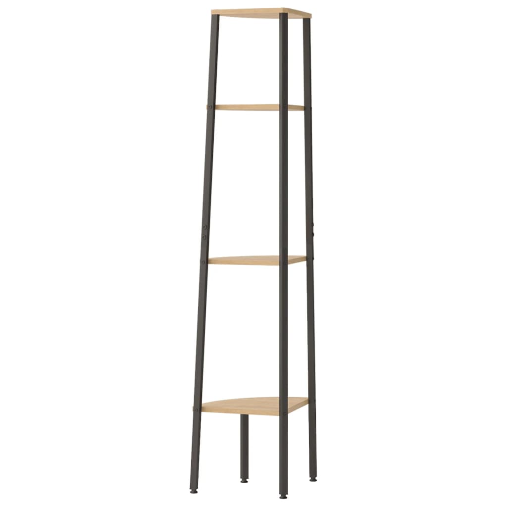 vidaXL 4-Tier Corner Shelf Light Brown and Black 45.5x31.5x150 cm