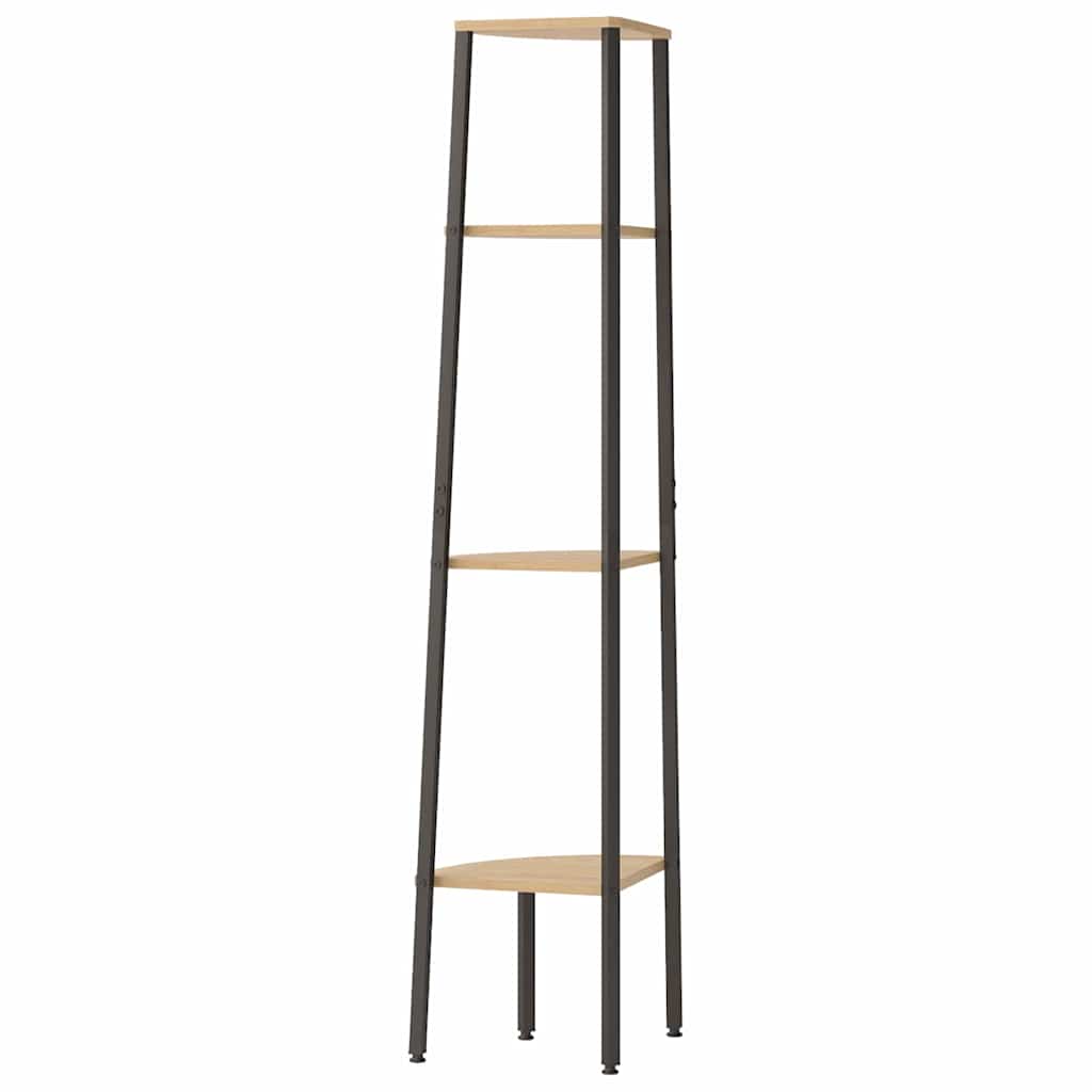 vidaXL 4-Tier Corner Shelf Light Brown and Black 45,5x31,5x150 cm