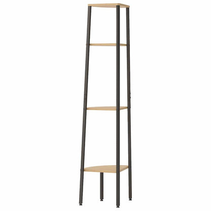 vidaXL 4-Tier Corner Shelf Light Brown and Black 45,5x31,5x150 cm