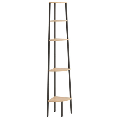 vidaXL 5-Tier Corner Shelf Light Brown and Black 45.5x31.5x180 cm