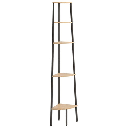 vidaXL 5-Tier Corner Shelf Light Brown and Black 45,5x31,5x180 cm