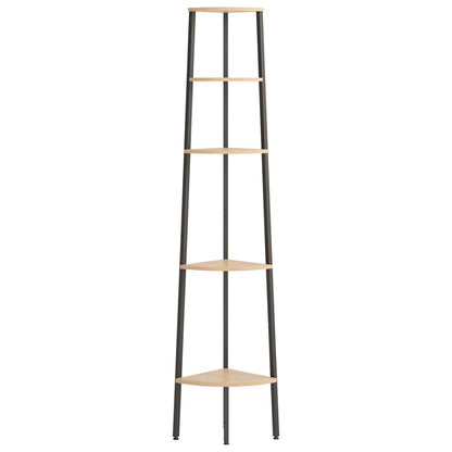 vidaXL 5-Tier Corner Shelf Light Brown and Black 45.5x31.5x180 cm