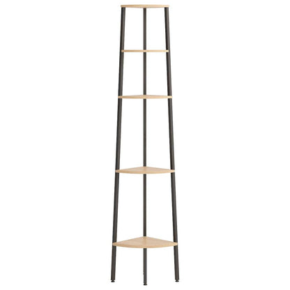 vidaXL 5-Tier Corner Shelf Light Brown and Black 45,5x31,5x180 cm
