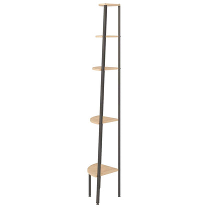 vidaXL 5-Tier Corner Shelf Light Brown and Black 45,5x31,5x180 cm