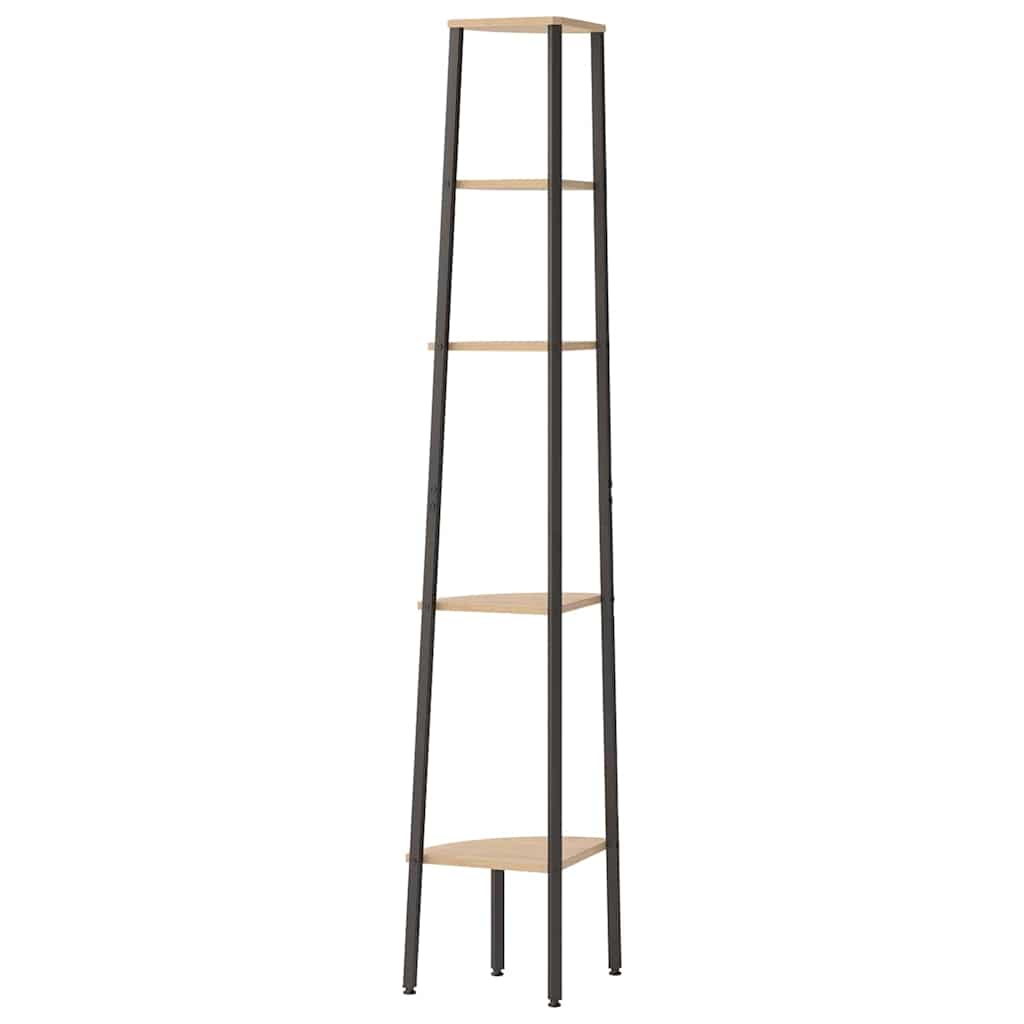 vidaXL 5-Tier Corner Shelf Light Brown and Black 45,5x31,5x180 cm