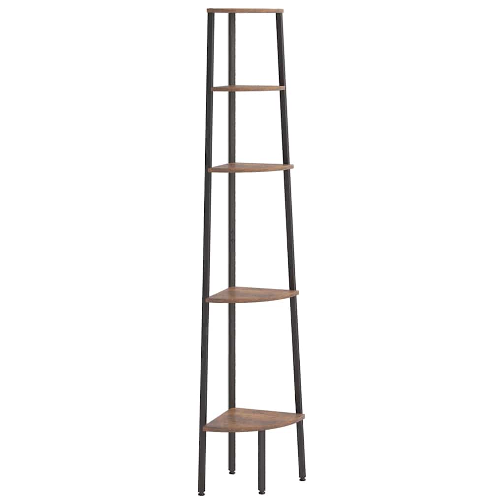 vidaXL 5-Tier Corner Shelf Dark Brown and Black 45,5x31,5x180 cm