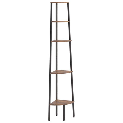 vidaXL 5-Tier Corner Shelf Dark Brown and Black 45,5x31,5x180 cm