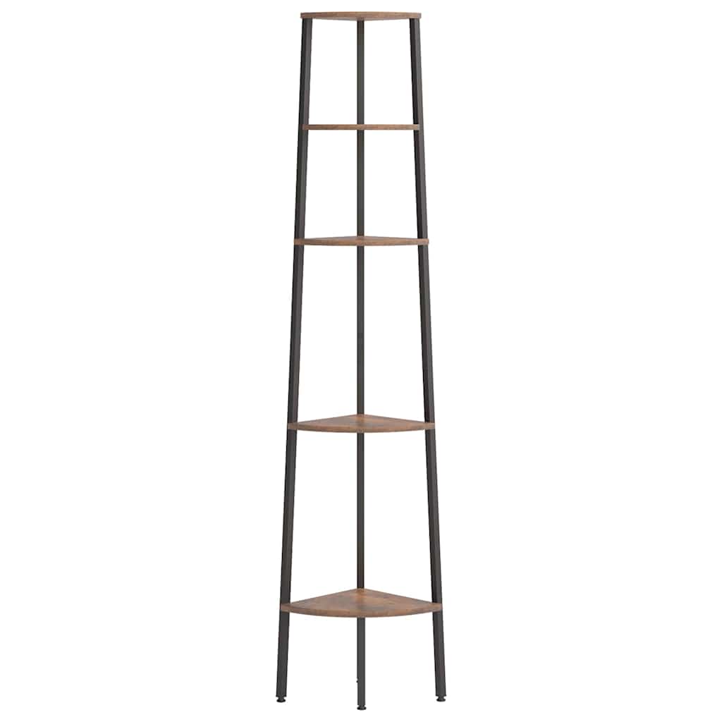 vidaXL 5-Tier Corner Shelf Dark Brown and Black 45,5x31,5x180 cm