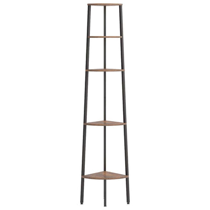vidaXL 5-Tier Corner Shelf Dark Brown and Black 45,5x31,5x180 cm