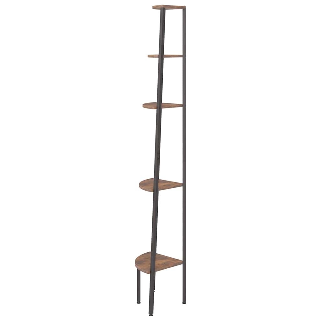 vidaXL 5-Tier Corner Shelf Dark Brown and Black 45,5x31,5x180 cm