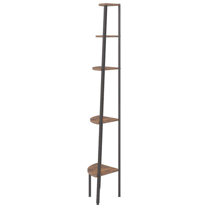 vidaXL 5-Tier Corner Shelf Dark Brown and Black 45,5x31,5x180 cm