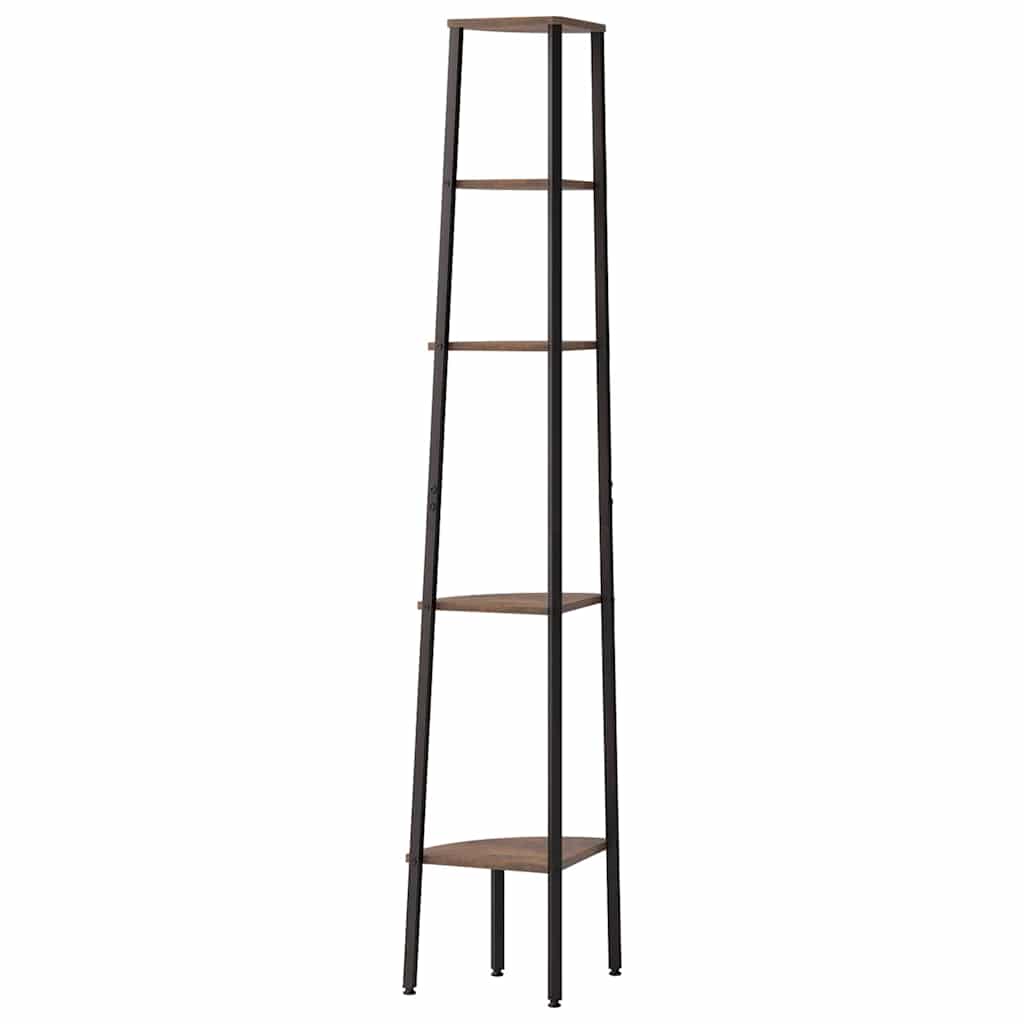vidaXL 5-Tier Corner Shelf Dark Brown and Black 45,5x31,5x180 cm
