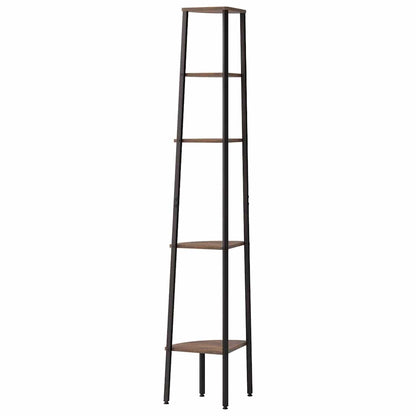 vidaXL 5-Tier Corner Shelf Dark Brown and Black 45,5x31,5x180 cm