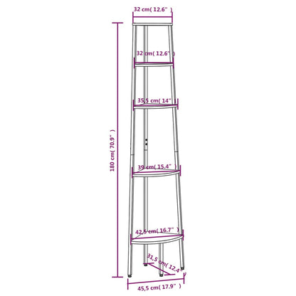 vidaXL 5-Tier Corner Shelf Dark Brown and Black 45.5x31.5x180 cm