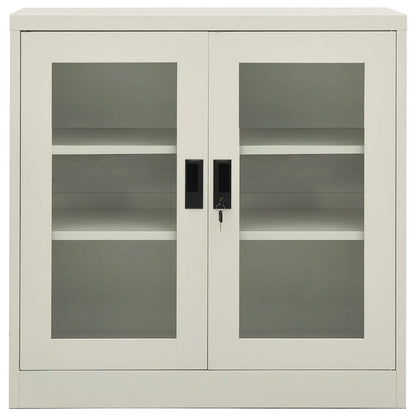 vidaXL Office Cabinet | Light grey | Steel, tempered glass | Standard