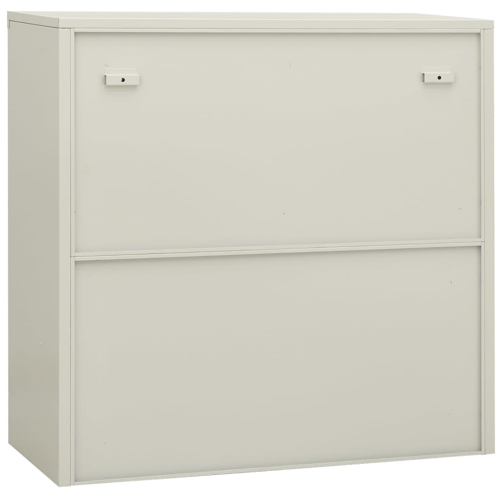vidaXL Office Cabinet | Light grey | Steel, tempered glass | Standard