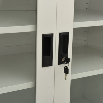 vidaXL Office Cabinet | Light grey | Steel, tempered glass | Standard