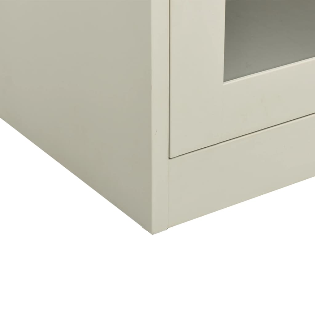 vidaXL Office Cabinet | Light grey | Steel, tempered glass | Standard