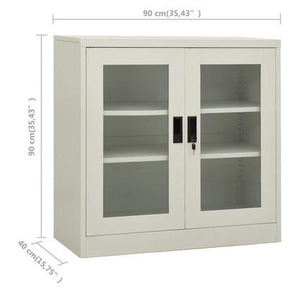 vidaXL Office Cabinet | Light grey | Steel, tempered glass | Standard