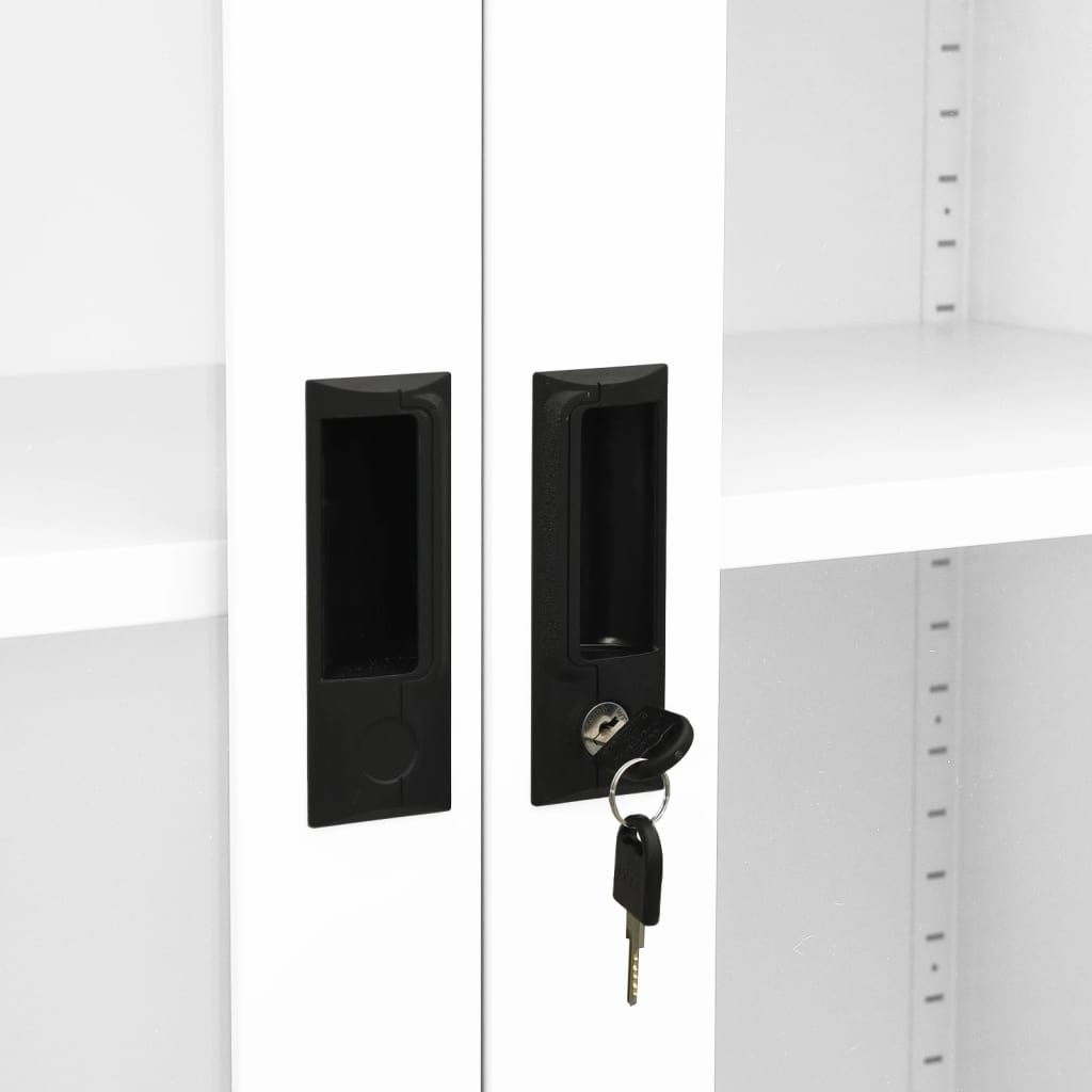 vidaXL Office Cabinet White 90x40x180 cm Steel and Tempered Glass