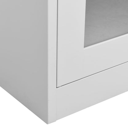 vidaXL Office Cabinet Light Grey 90x40x180 cm Steel and Tempered Glass