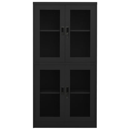 vidaXL Office Cabinet Anthracite 90x40x180 cm Steel and Tempered Glass