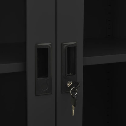 vidaXL Office Cabinet Anthracite 90x40x180 cm Steel and Tempered Glass