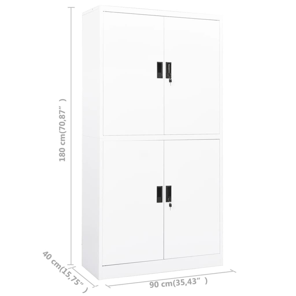 vidaXL Office Cabinet White 90x40x180 cm Steel