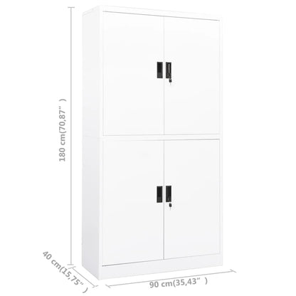 vidaXL Office Cabinet White 90x40x180 cm Steel